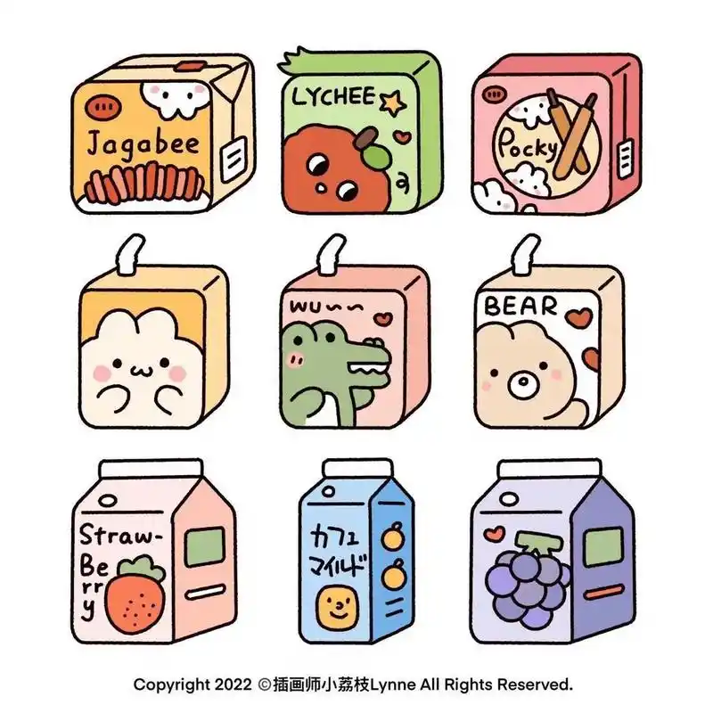 小小图透|超多小零食可爱简笔画 超多小零食