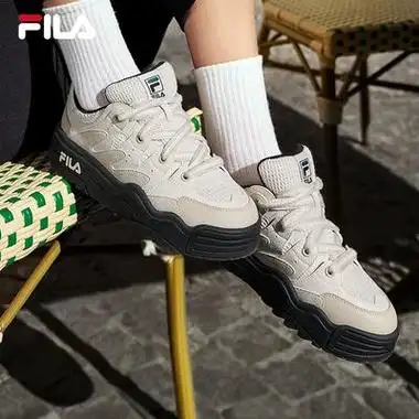 fila 斐乐 女鞋rosetta摩登板鞋2024春斑斓鞋运动鞋休闲鞋 奶白/杏仁
