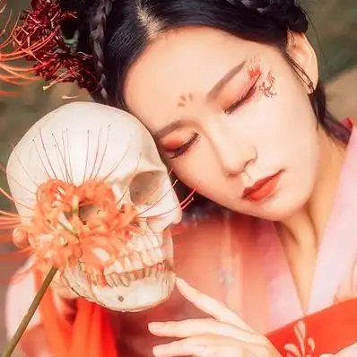 妖艳彼岸花红衣女子头像唯美古风真人头像