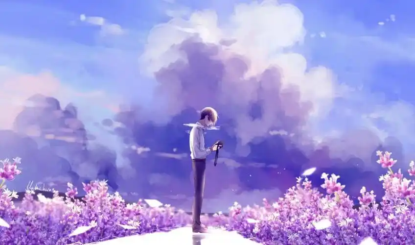 唯美薰衣草与紫色云朵4k图片