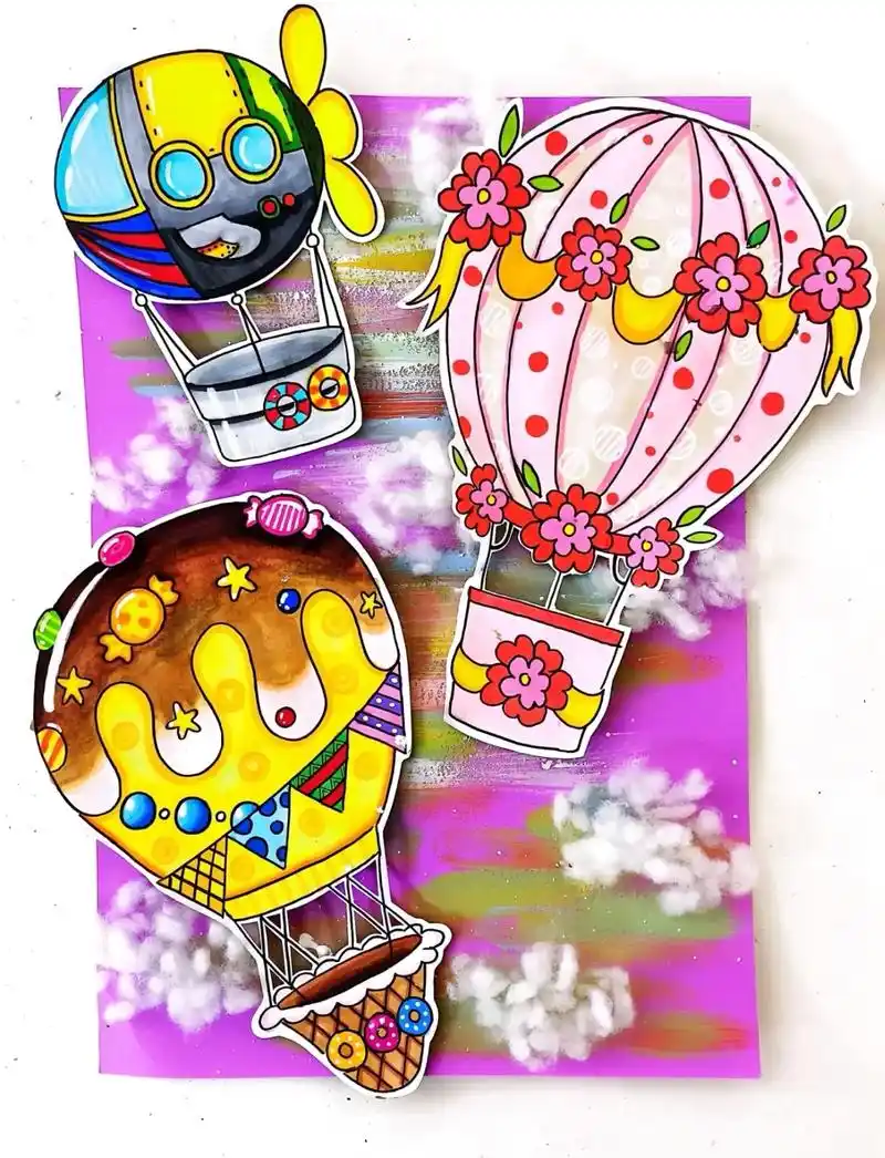 少儿创意美术热气球.热气球少儿美术 在今天的课堂中,我们以热 - 抖音