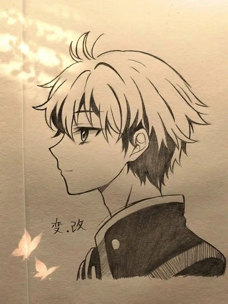 绘画过程图,教你画侧脸男生 加油坚持就是胜利