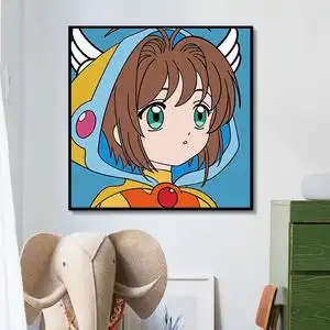 创意手工diy数字油画涂色卡通油彩画动漫人物百变小樱知世装饰画