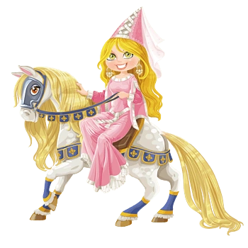 骑白马的卡通女孩