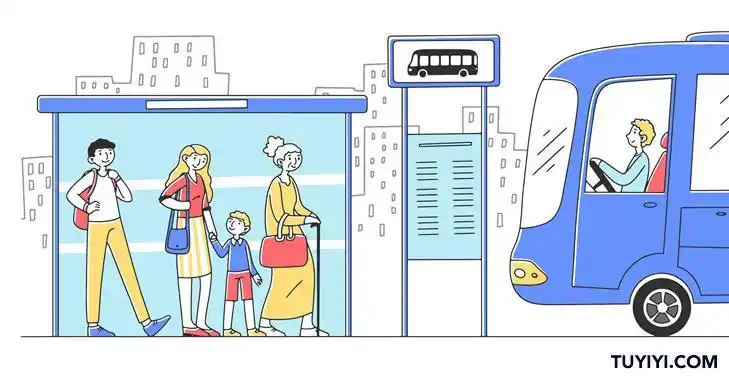 公交大巴人物插画eps源文件