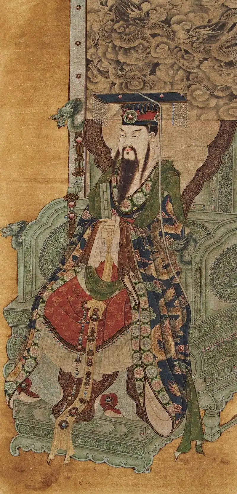 0020明玉皇大帝神像立轴设色绢本