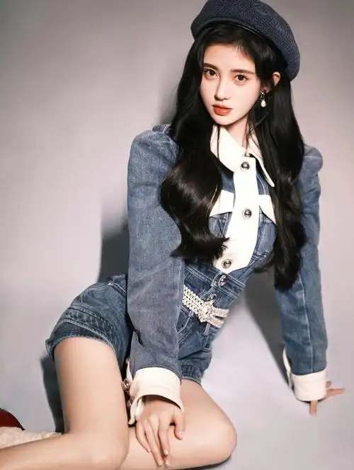 lefame鞠婧祎春季甜美牛仔套装