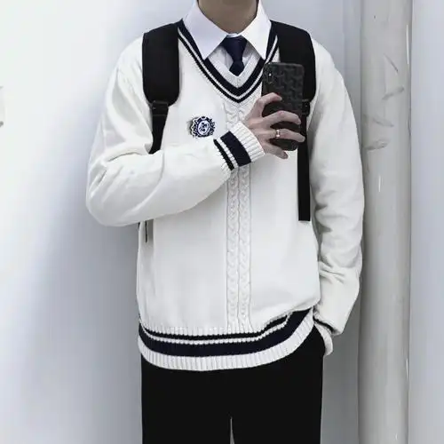 dk制服男全套正版日系jk毛衣男长袖学生女线衣套装学院风一套班服