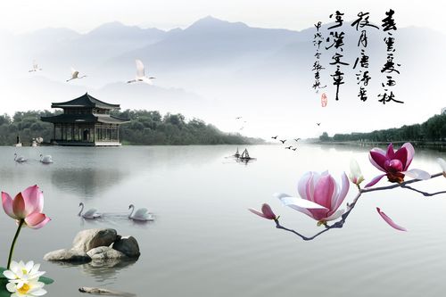 712海报印制展板写真喷绘贴纸734水墨江南风景画