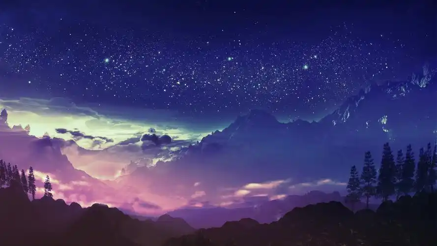 风景奇幻梦境山峰宇宙星空繁星云雾夜晚4k专区壁纸