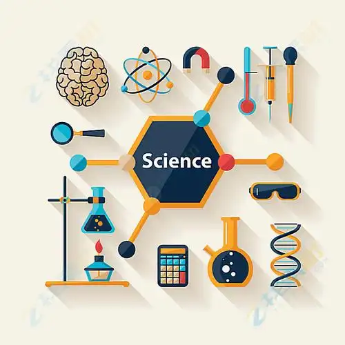 卡通趣味科学实验用品图标矢量素材下载