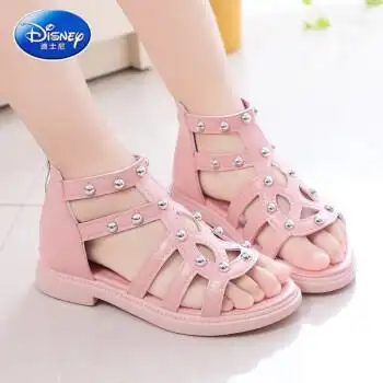 迪士尼旗舰新品儿童凉鞋女公主鞋软底小女孩罗马凉鞋小学生中小童夏