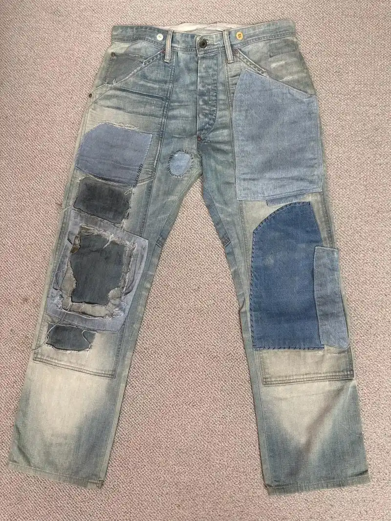 rrl早期老款补丁牛王乞丐裤.这个裤子做旧风格够重口了吧!# - 抖音