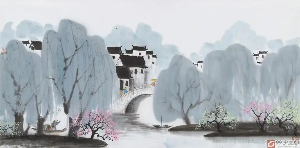 当代著名画家王寿 三尺《江南新雨》 - 写意山水画 - 99字画网