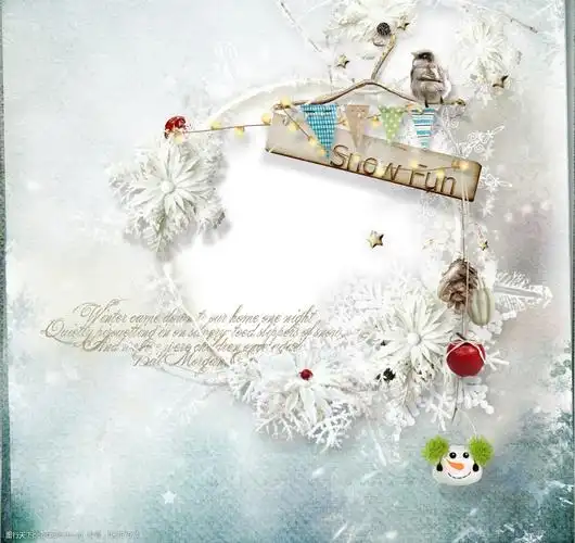 雪花相框相片背景模板图片