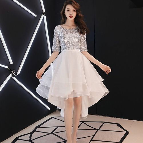 白色晚礼服女宴会年会派对小礼服聚会名媛连衣裙小个子显瘦晚会裙