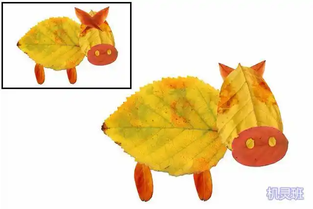简单的儿童秋天手工:树叶粘贴画老黄牛(步骤图解)5