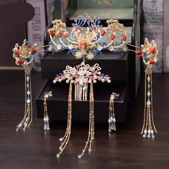 福禄虎秀禾服头饰新娘秀禾头饰中式婚礼凤冠古装发饰套装大气结婚秀禾