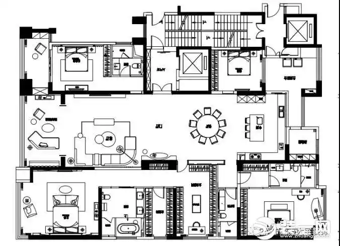 南宁速美大宅装饰荣和公园尊府330平米大平层户型图