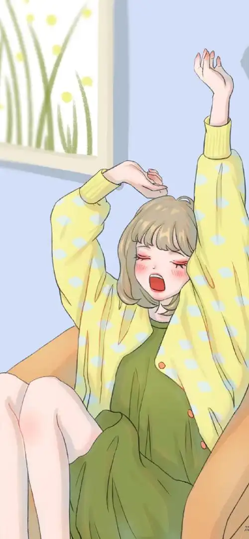 唯美女生手绘插画手机壁纸