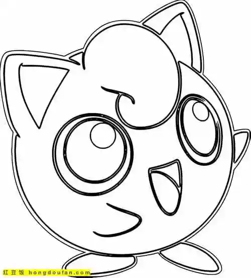 12张神奇宝贝口袋宝贝精灵球比卡丘卡通涂色简笔画-红豆饭小学生简笔