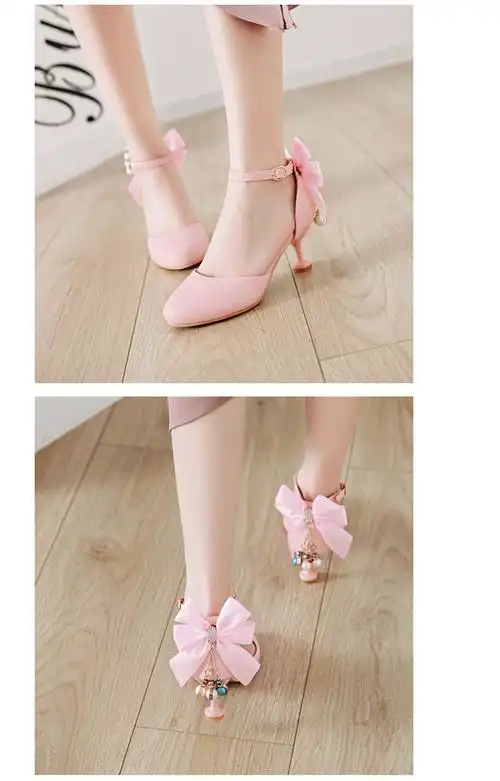 儿童高跟鞋超高12岁可爱公主儿童凉鞋女童凉鞋10岁11岁女孩高跟鞋高细