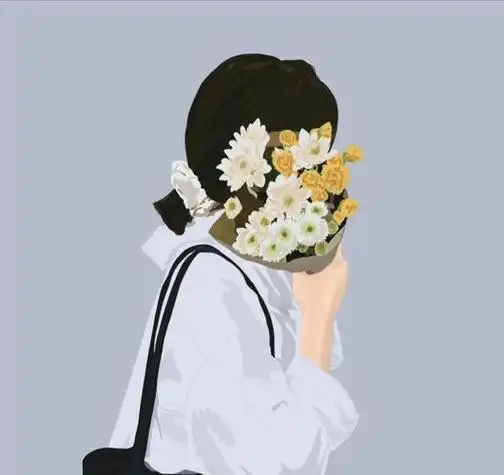 背影女生头像卡通戴花 卡通头像图片大全 -【爱个性】