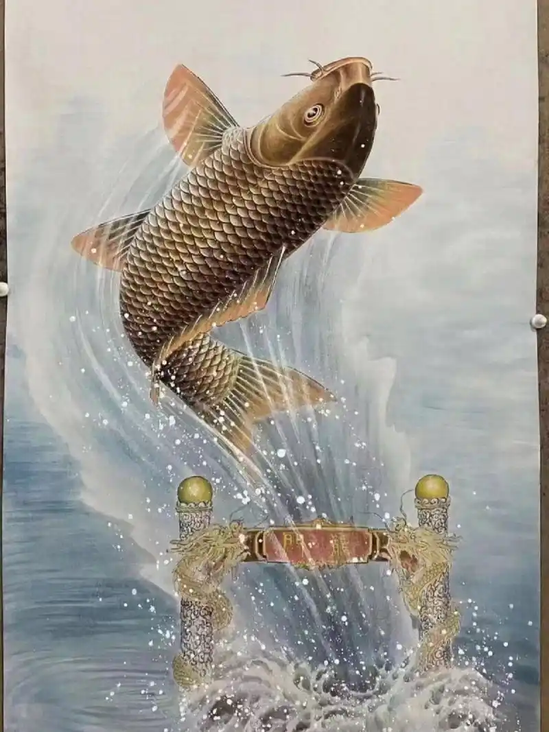 鱼跃龙门,龙飞升天,鲤鱼跳龙门,精品字画