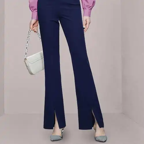 新款时尚设计感高腰显瘦喇叭长裤女