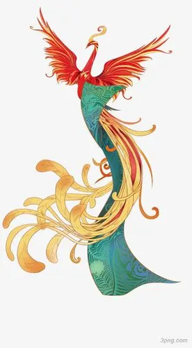 中国风凤凰png素材透明免抠图片-卡通手绘-三元素3png.com
