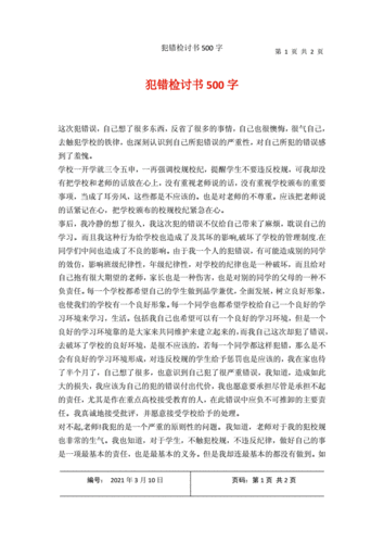 犯错检讨书500字.docx 2页