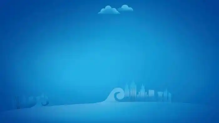 蓝色渐变城市剪影ppt背景图片