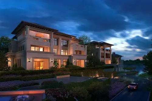 龙湖紫云台湖岛13千万级别墅 夜景效果图