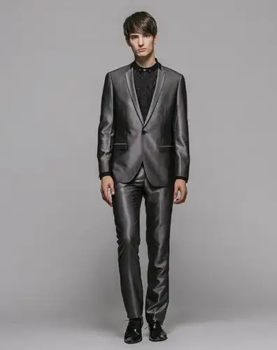 男款灰色修身亮面西装(上衣)