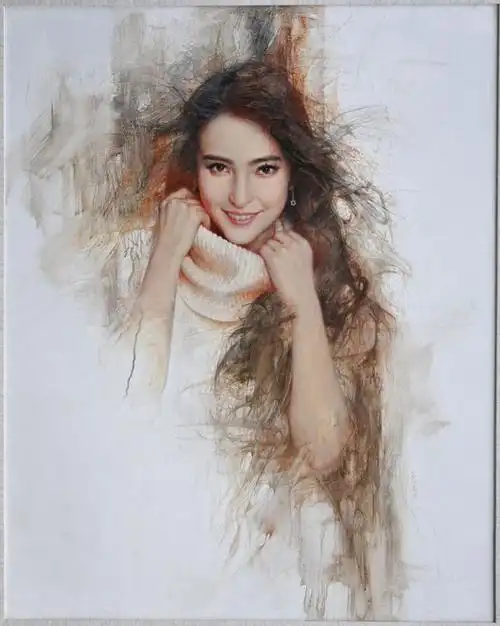 刘亚安意象写实主义油画肖像作品