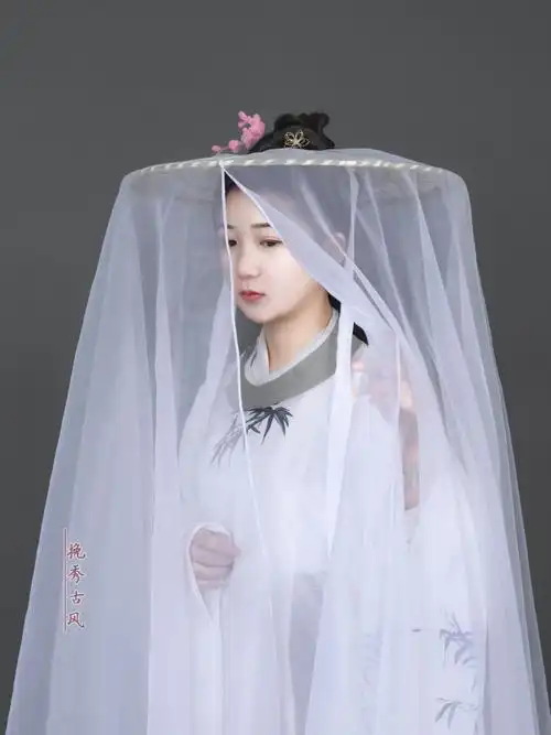 挽秀古风斗笠帽汉服幕防晒日常飘逸仙女面纱竹编