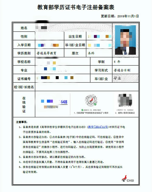 《教育部学籍在线验证报告》和《教育部学历证书电子注册备案表》样例