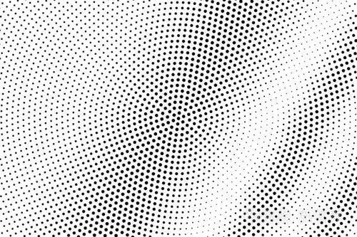 白色半色调载体上的黑色. 对角线虚线纹理. 中心点状梯度.