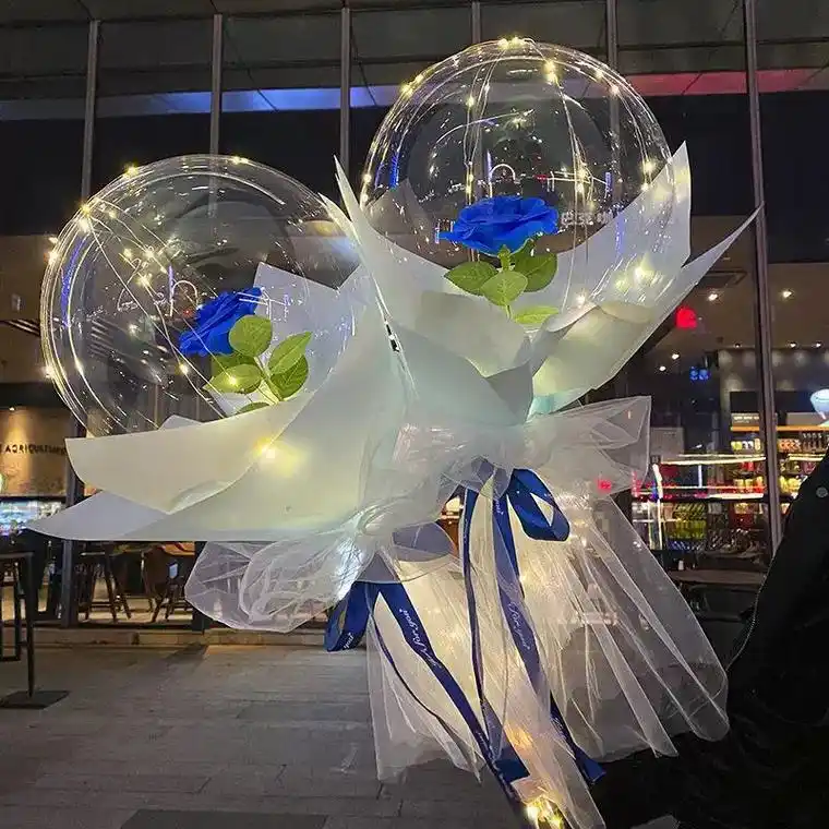 七夕表白玫瑰花波波球发光手捧花束气球全套夜市地摊告白气球批发