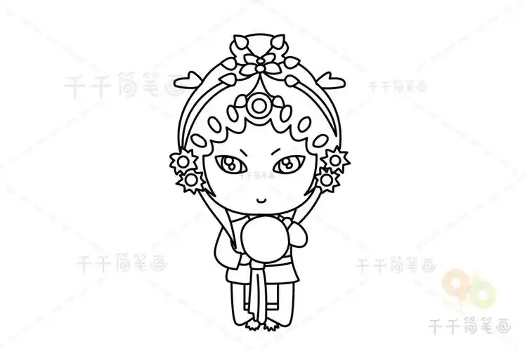花旦简笔画步骤图