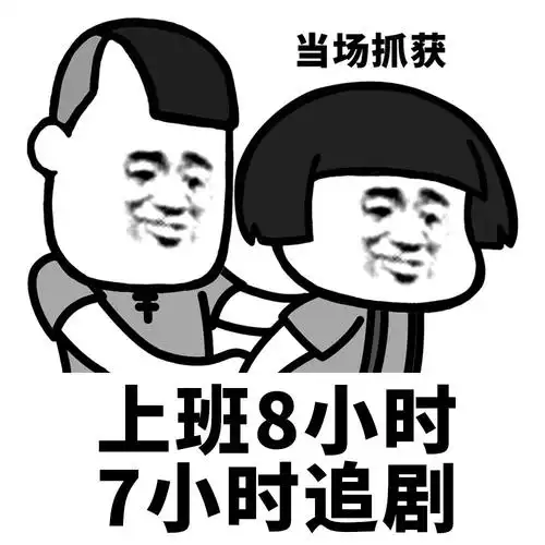 当场抓获上班8小时7小时追剧 - 蘑菇头当场抓获表情包