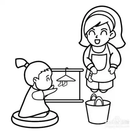 妈妈缝衣服简笔画