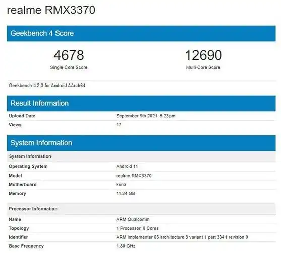 realme gt neo2现身geekbench 骁龙870跑分强劲