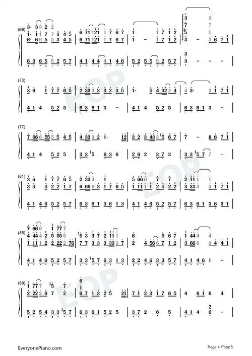 吹梦到西洲-被天使吻过的嗓音让人怦然心动双手简谱预览4-钢琴谱文件