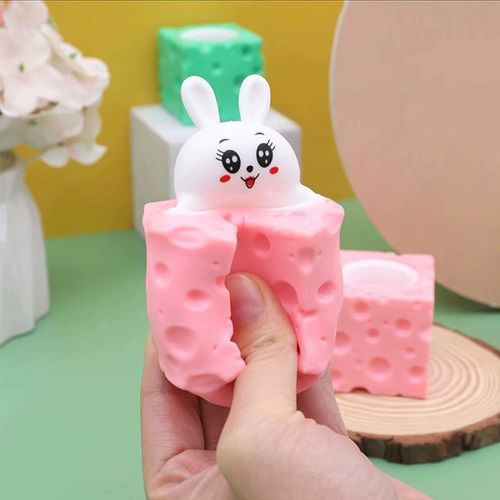 奶酪兔子挤压杯创意仿真解压玩具可爱动物减压兔子捏捏乐发泄玩具