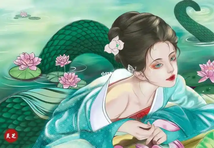 原创古风插画,蛇女.工具:ipad pro12.9.
