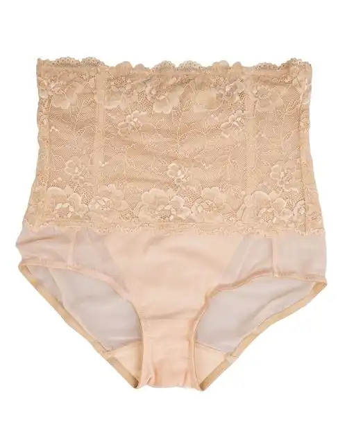 女士蕾丝高腰收腹三角裤单条装黑色