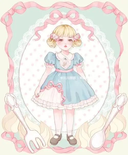 是@可妮可的约稿#lolita原创设计  #童装  #绘画