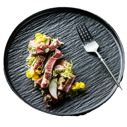 陶瓷牛排餐盘家用石纹西餐盘子意面盘装盘沙拉碟子摆盘圆盘高级感