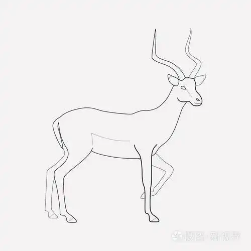 羚羊图标线元素羚羊图标线的矢量插图在干净的背景下隔离为您的web